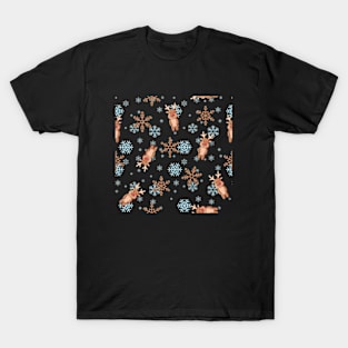 Christmas reindeer and snowflake pattern T-Shirt